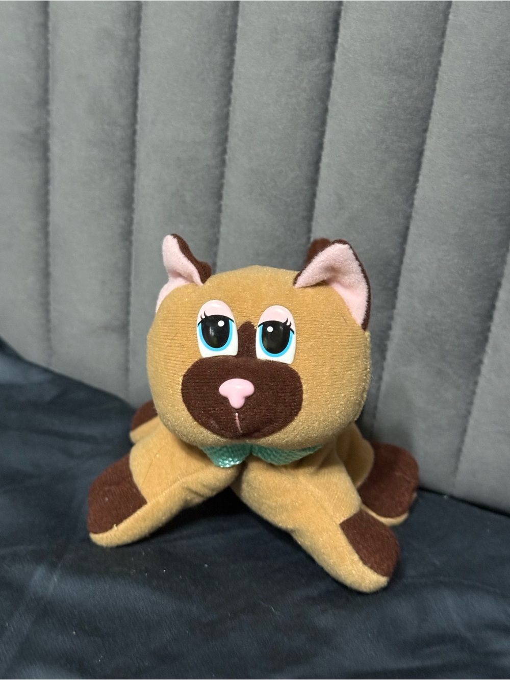 Vintage 1998 Pound Purries Cat Plush PPI GTI Brown Tan Blue Bow